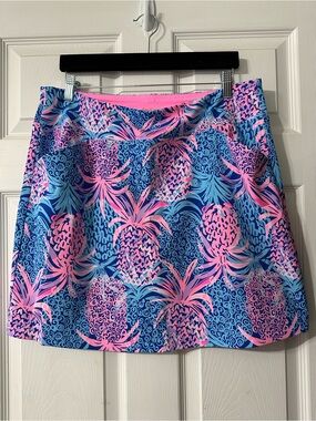 Lilly Pulitzer Blue and Pink Pineapple Golf Skort